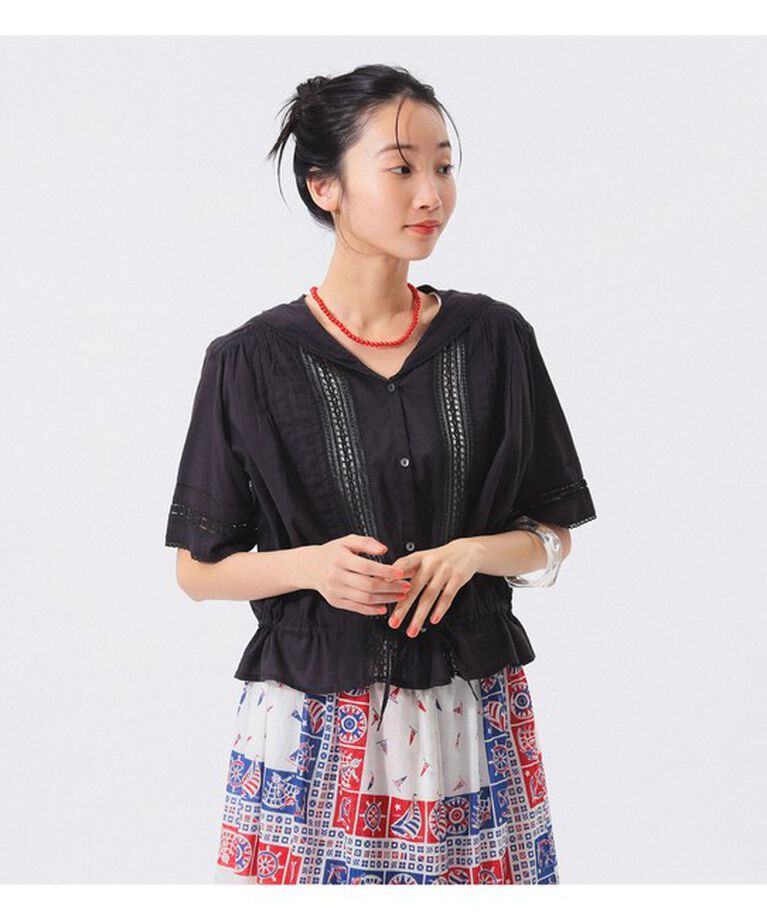 BEAMSBOY「ヴィンテージ レース ショートシャツ」|シャツ・ブラウス|BLACK