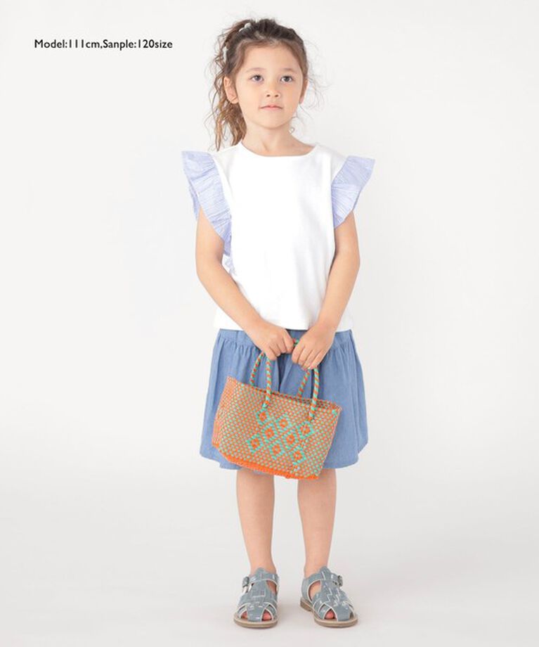 SHIPS KIDS「SHIPS KIDS:100～130cm / ティアード デニム スカート」|フレア|