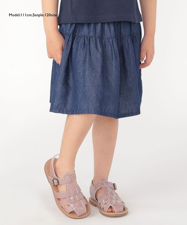 SHIPS KIDS「SHIPS KIDS:100～130cm / ティアード デニム スカート」|フレア|