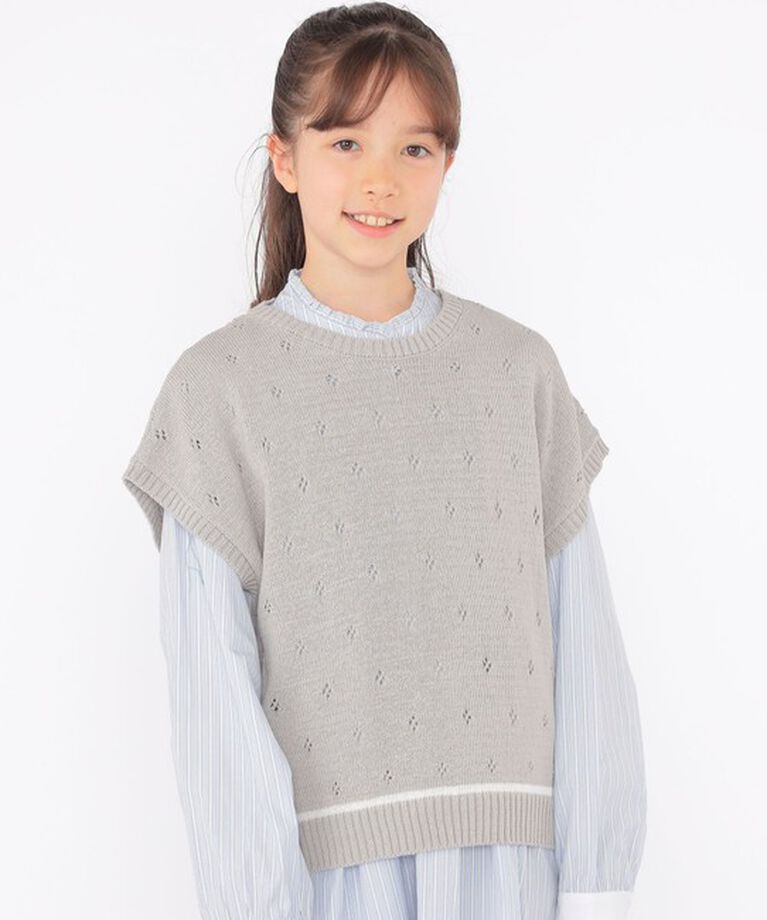 SHIPS KIDS「SHIPS KIDS:130～155cm / サマーニット ベスト」|ベスト・ジレ|ライトグレー