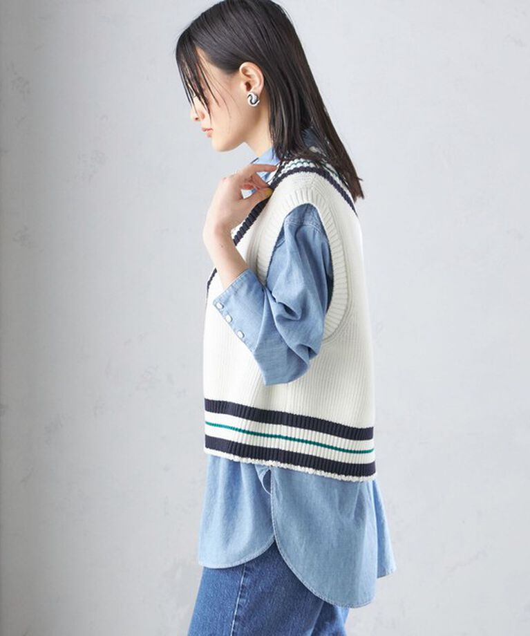 SHIPS for women「【SHIPS別注】WRAPINKNOT:〈手洗い可能〉チルデン ニット ベスト」|ベスト・ジレ|