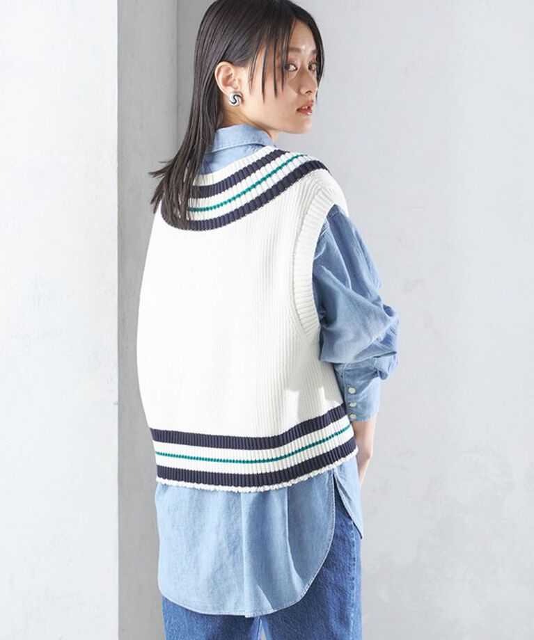 SHIPS for women「【SHIPS別注】WRAPINKNOT:〈手洗い可能〉チルデン ニット ベスト」|ベスト・ジレ|