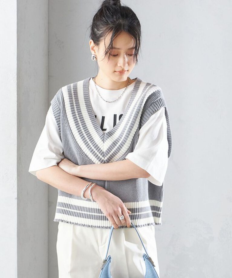 SHIPS for women「【SHIPS別注】WRAPINKNOT:〈手洗い可能〉チルデン ニット ベスト」|ベスト・ジレ|