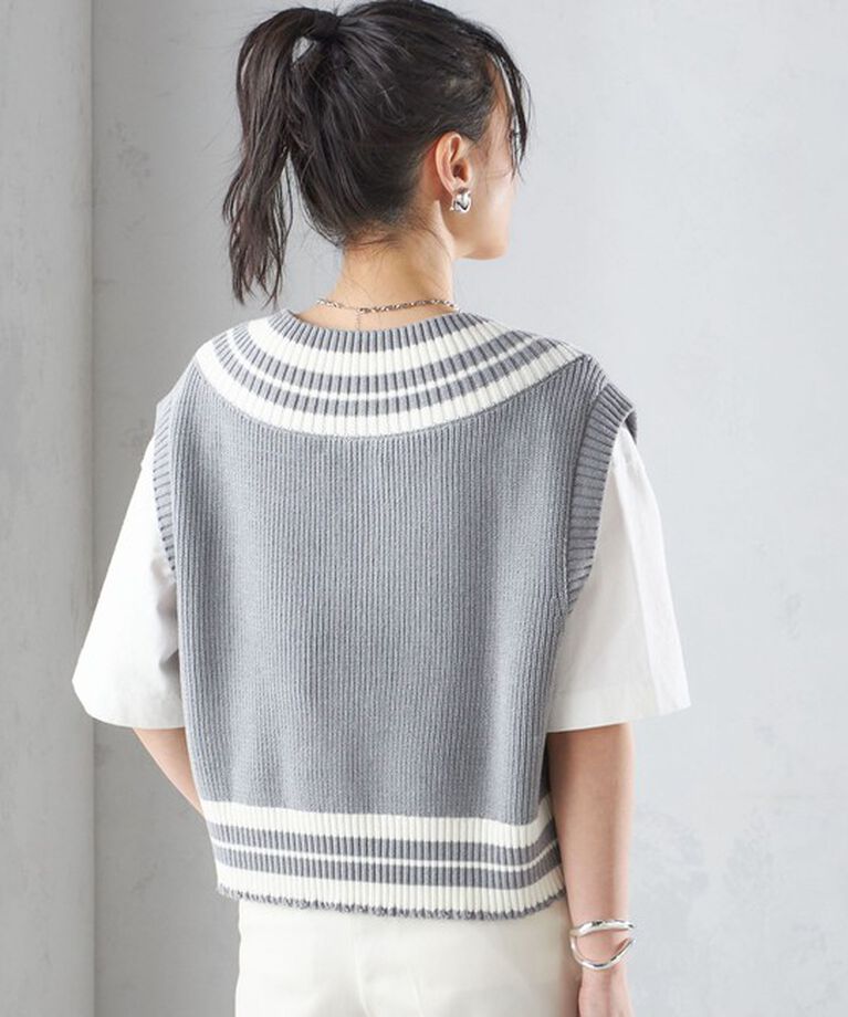 SHIPS for women「【SHIPS別注】WRAPINKNOT:〈手洗い可能〉チルデン ニット ベスト」|ベスト・ジレ|