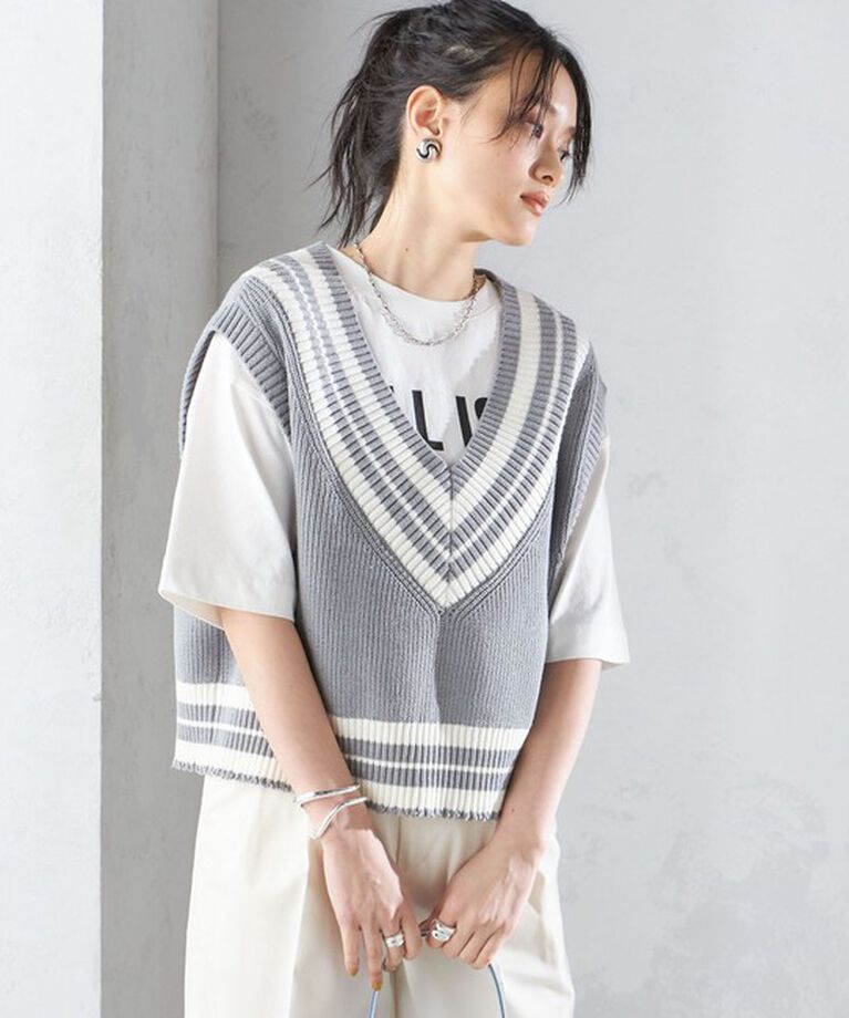 SHIPS for women「【SHIPS別注】WRAPINKNOT:〈手洗い可能〉チルデン ニット ベスト」|ベスト・ジレ|