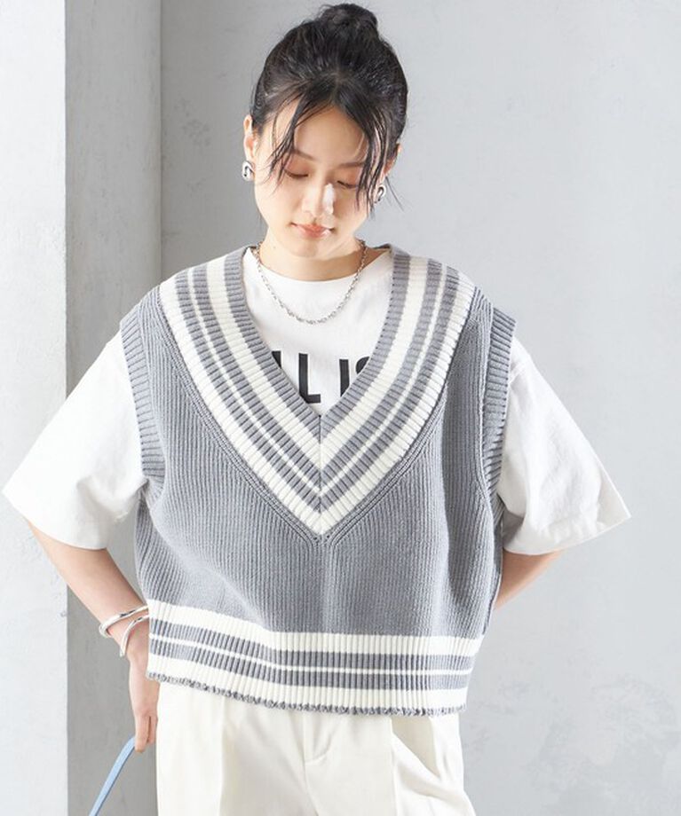 SHIPS for women「【SHIPS別注】WRAPINKNOT:〈手洗い可能〉チルデン ニット ベスト」|ベスト・ジレ|