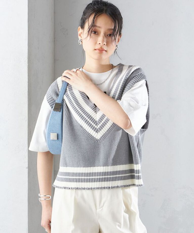 SHIPS for women「【SHIPS別注】WRAPINKNOT:〈手洗い可能〉チルデン ニット ベスト」|ベスト・ジレ|
