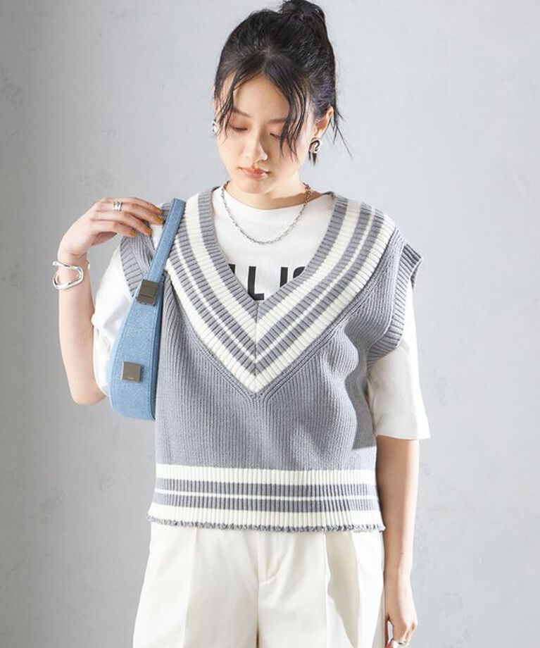 SHIPS for women「【SHIPS別注】WRAPINKNOT:〈手洗い可能〉チルデン ニット ベスト」|ベスト・ジレ|