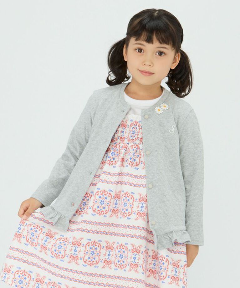 SHIPS Colors 「SHIPS Colors:シャーリング アイレット カーディガン(80~130cm)」|カーディガン|グレー