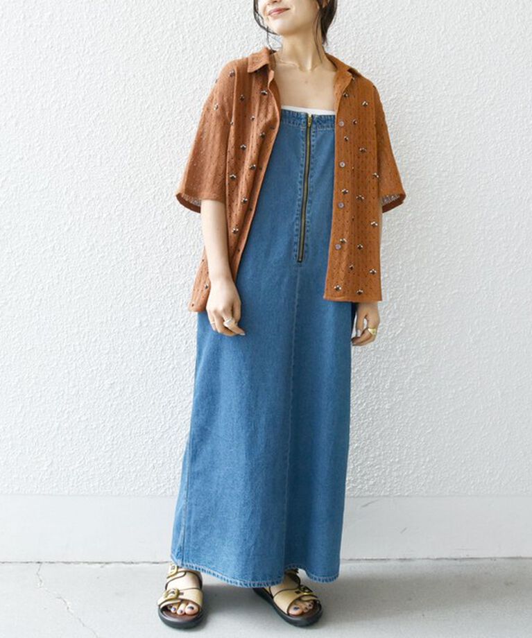 SHIPS any「bon_meur:〈手洗い可能〉ビーズ刺繍 透かし編み オープンカラー シャツ」|シャツ・ブラウス|