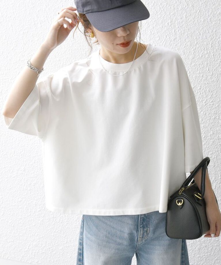 SHIPS any「SHIPS any:〈洗濯機可能〉インレイ ハーフスリーブ ショートTEE」|Tシャツ・カットソー|ホワイト