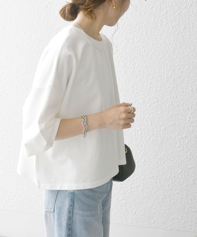 SHIPS any「SHIPS any:〈洗濯機可能〉インレイ ハーフスリーブ ショートTEE」|Tシャツ・カットソー|