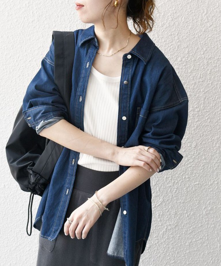 SHIPS any「SHIPS any: デニム ポケット シャツ［SHIPS any DENIM］」|シャツ・ブラウス|ネイビー