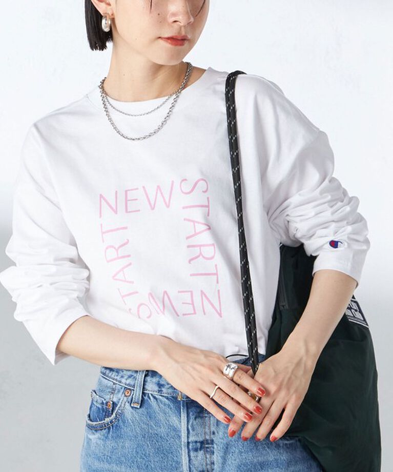 SHIPS for women「【SHIPS別注】Champion: ロング スリーブ TEE」|Tシャツ・カットソー|ホワイト