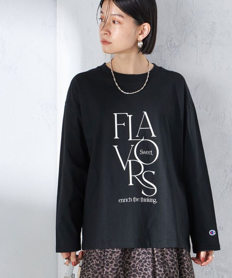 SHIPS for women「【SHIPS別注】Champion: ロング スリーブ TEE」|Tシャツ・カットソー|ブラック