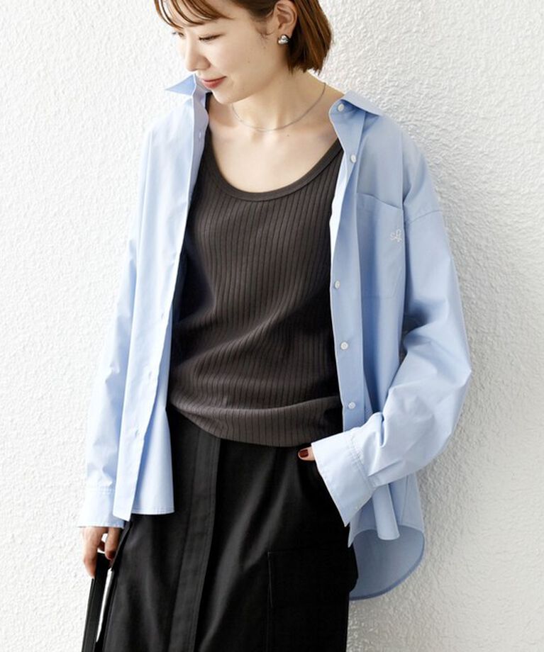 SHIPS any「《一部追加予約》SHIPS any:〈洗濯機可能〉REPREVE レギュラーカラー ルーズ ポケット シャツ」|シャツ・ブラウス|ライトブルー
