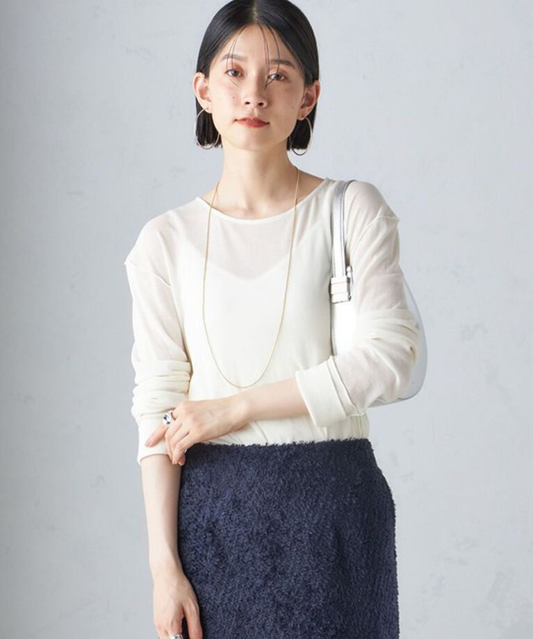 SHIPS for women「〈手洗い可能〉シアー ストレッチ クルーネック プルオーバー」|Tシャツ・カットソー|