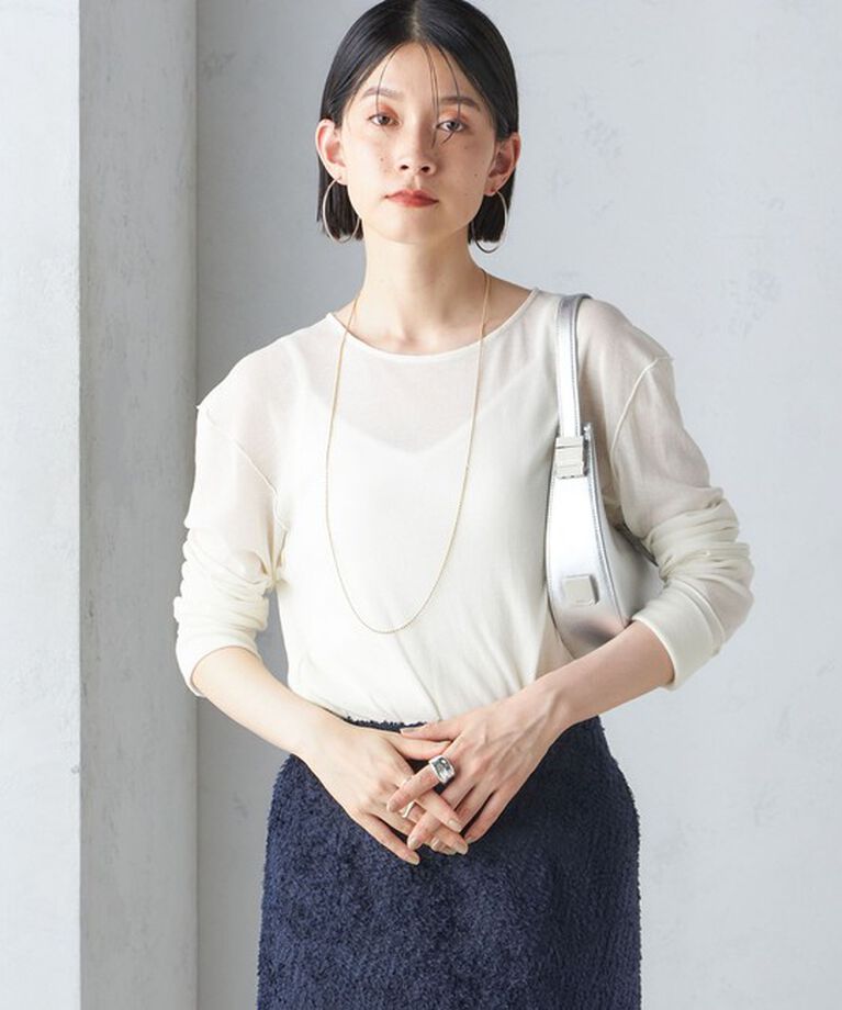 SHIPS for women「〈手洗い可能〉シアー ストレッチ クルーネック プルオーバー」|Tシャツ・カットソー|