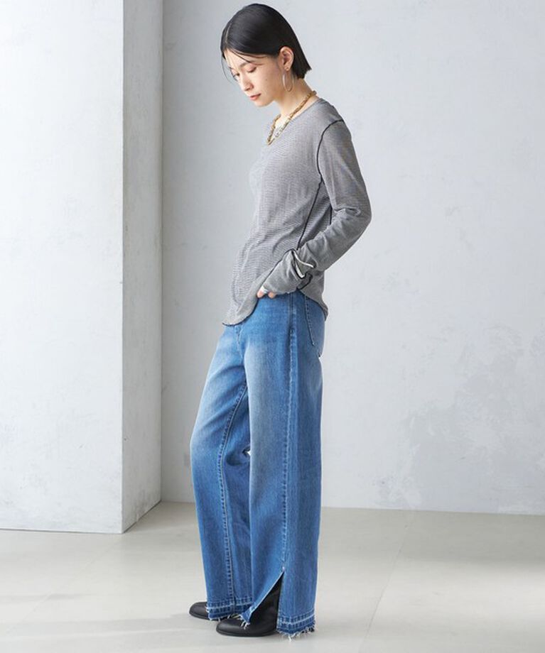 SHIPS for women「〈手洗い可能〉シアー ストレッチ クルーネック プルオーバー」|Tシャツ・カットソー|