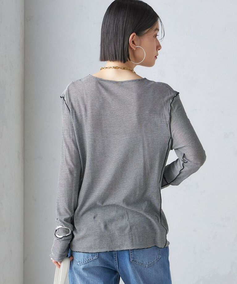 SHIPS for women「〈手洗い可能〉シアー ストレッチ クルーネック プルオーバー」|Tシャツ・カットソー|