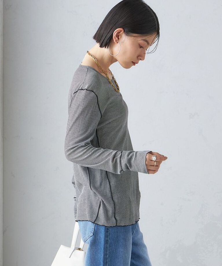 SHIPS for women「〈手洗い可能〉シアー ストレッチ クルーネック プルオーバー」|Tシャツ・カットソー|