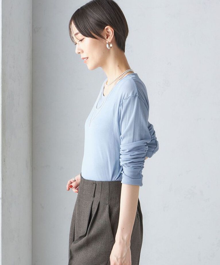 SHIPS for women「〈手洗い可能〉シアー ストレッチ クルーネック プルオーバー」|Tシャツ・カットソー|
