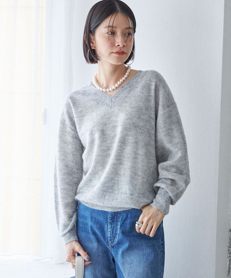 SHIPS for women「〈手洗い可能〉モヘヤ パイル Vネック プルオーバー」|ニット・セーター|
