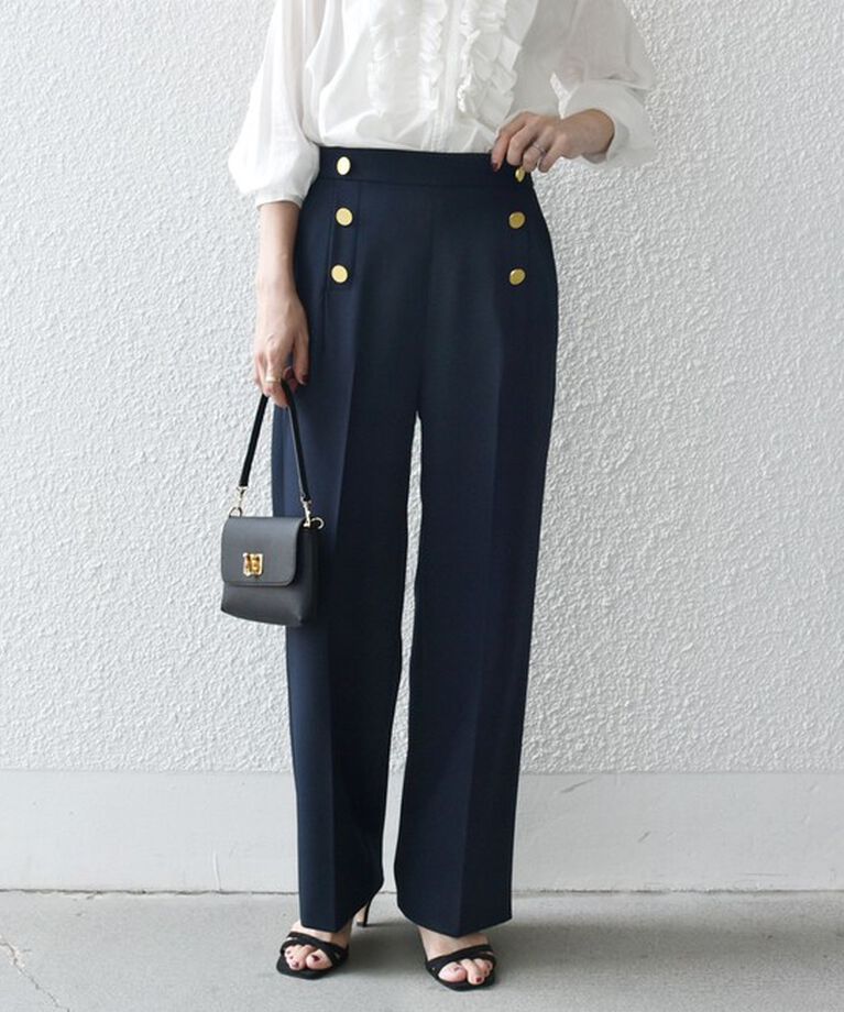 SHIPS any「SHIPS any:〈手洗い可能〉ウールライク フロント ボタン ロング パンツ ［NAVY BLUE］」|その他|ネイビー