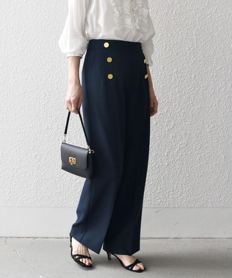 SHIPS any「SHIPS any:〈手洗い可能〉ウールライク フロント ボタン ロング パンツ ［NAVY BLUE］」|その他|