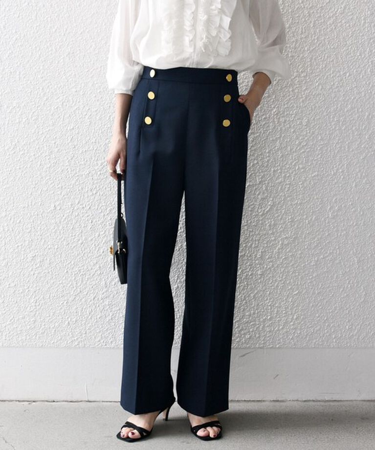 SHIPS any「SHIPS any:〈手洗い可能〉ウールライク フロント ボタン ロング パンツ ［NAVY BLUE］」|その他|