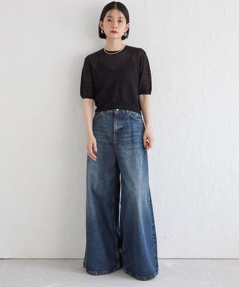 SHIPS for women「Wai＋:〈手洗い可能〉モヘヤブレンド 半袖 プルオーバー」|ニット・セーター|