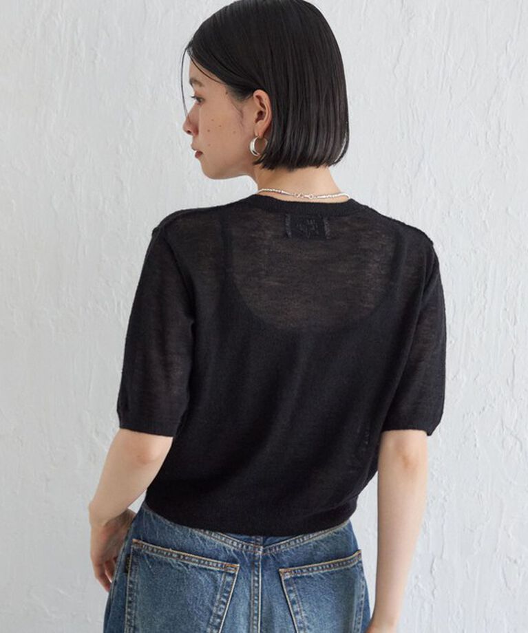SHIPS for women「Wai＋:〈手洗い可能〉モヘヤブレンド 半袖 プルオーバー」|ニット・セーター|
