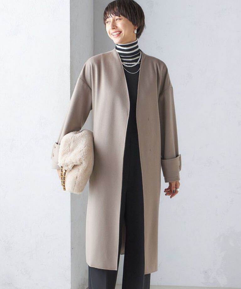 SHIPS for women「MANTECO ノーカラー コート」|ノーカラーコート|