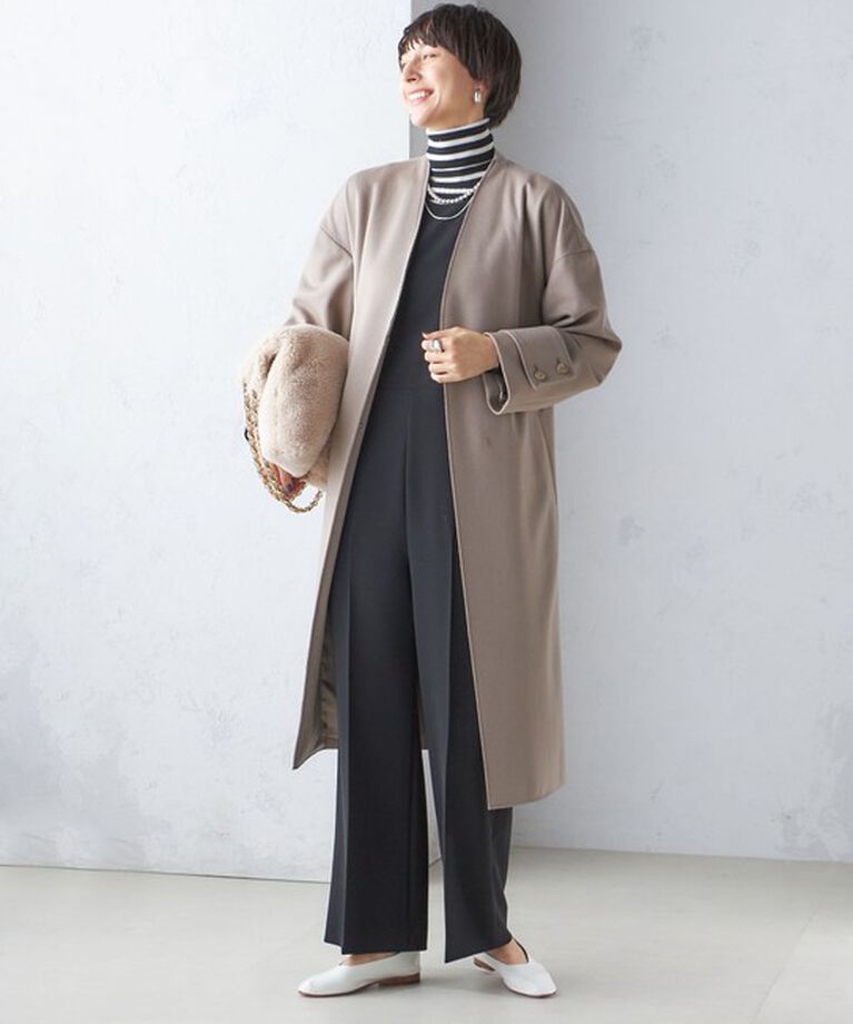 SHIPS for women「MANTECO ノーカラー コート」|ノーカラーコート|