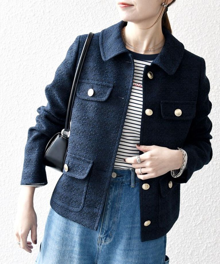 SHIPS any「SHIPS any: ツイード シングル ポケット ジャケット［NAVY BLUE］」|その他|ネイビー