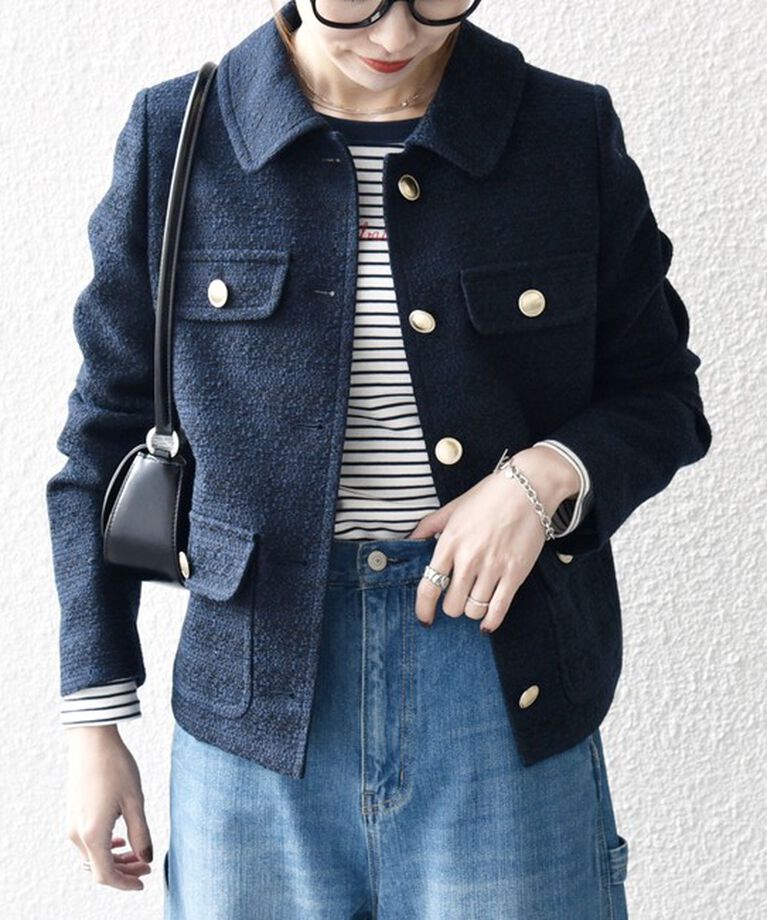 SHIPS any「SHIPS any: ツイード シングル ポケット ジャケット［NAVY BLUE］」|その他|