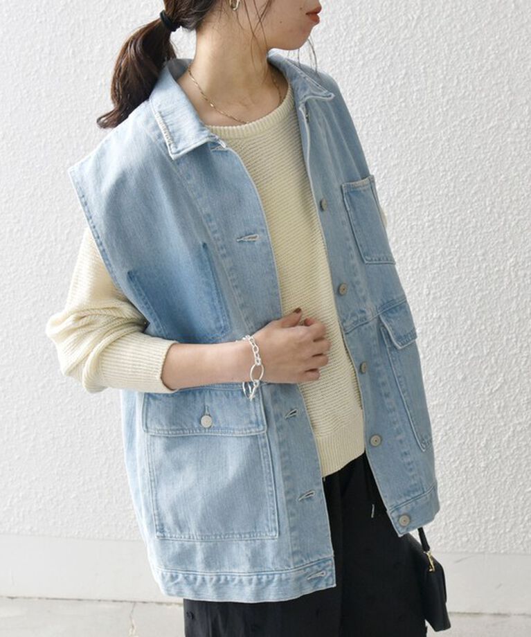 SHIPS any「SHIPS any:〈洗濯機可能〉デニム ベスト［SHIPS any DENIM］」|ベスト・ジレ|スカイブルー