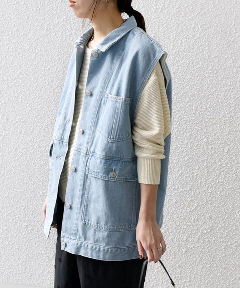 SHIPS any「SHIPS any:〈洗濯機可能〉デニム ベスト［SHIPS any DENIM］」|ベスト・ジレ|