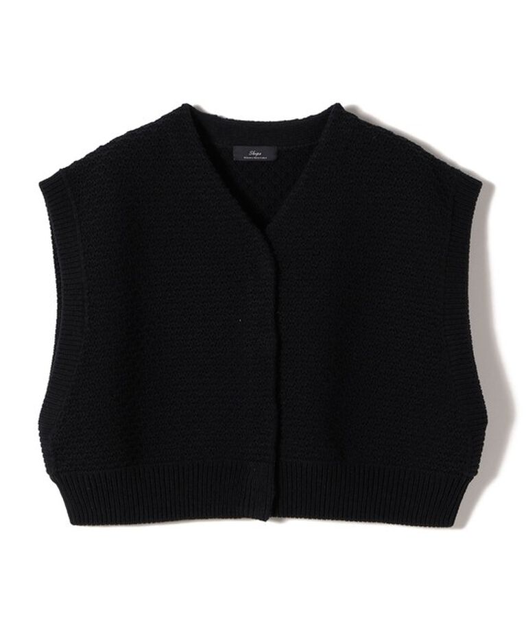 SHIPS for women「SHIPS Primary Navy Label:〈手洗い可能〉クロップド ニット ベスト」|ベスト・ジレ|ネイビー