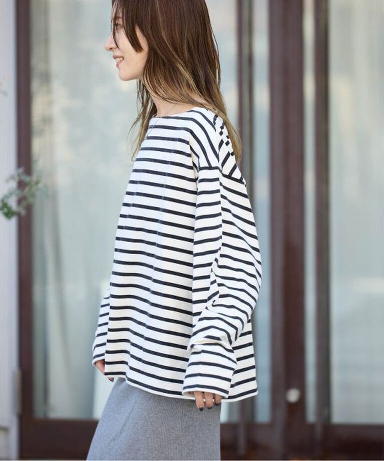 OUTDOOR PRODUCTS Usual Things「VINTAGE LIKE ボーダー ボートネックロンT」|Tシャツ・カットソー|