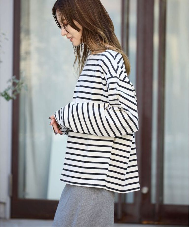 OUTDOOR PRODUCTS Usual Things「VINTAGE LIKE ボーダー ボートネックロンT」|Tシャツ・カットソー|