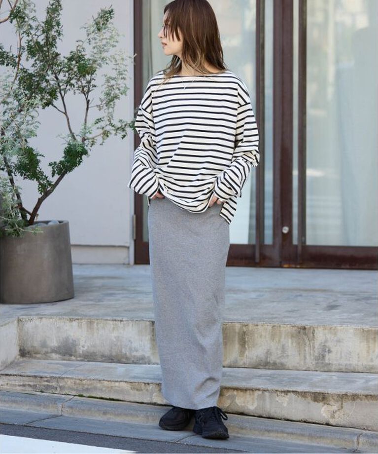 OUTDOOR PRODUCTS Usual Things「VINTAGE LIKE ボーダー ボートネックロンT」|Tシャツ・カットソー|
