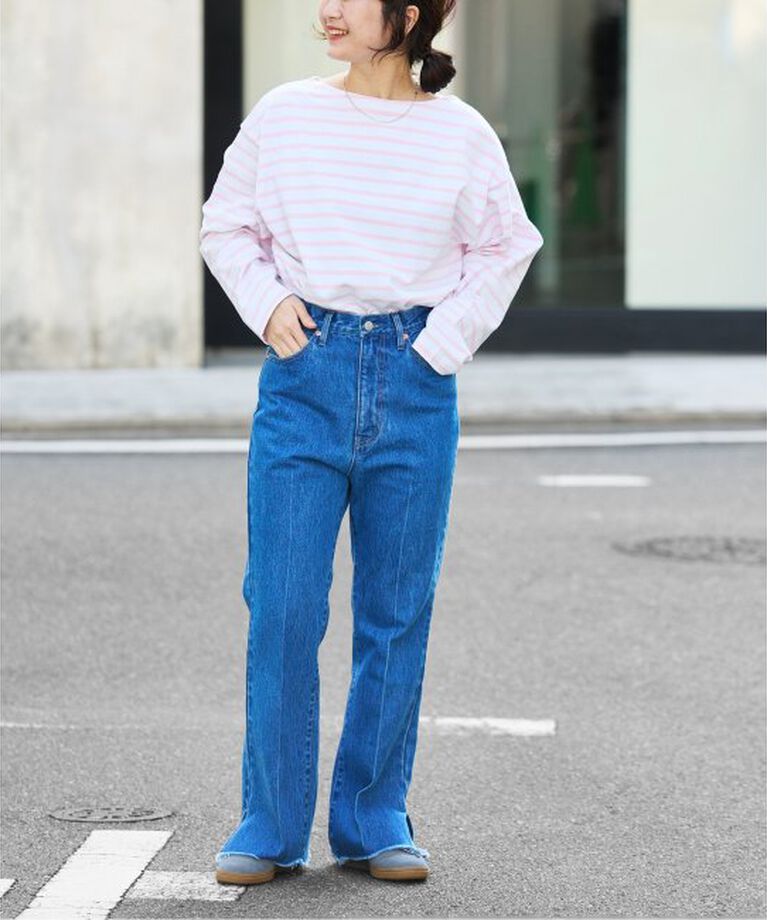 OUTDOOR PRODUCTS Usual Things「VINTAGE LIKE ボーダー ボートネックロンT」|Tシャツ・カットソー|