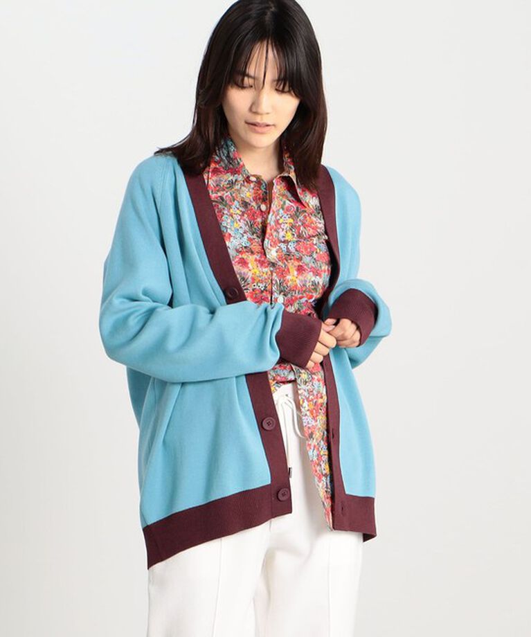 CABaN「CABaN コットンカシミヤ バイカラーVネックカーディガン」|カーディガン|