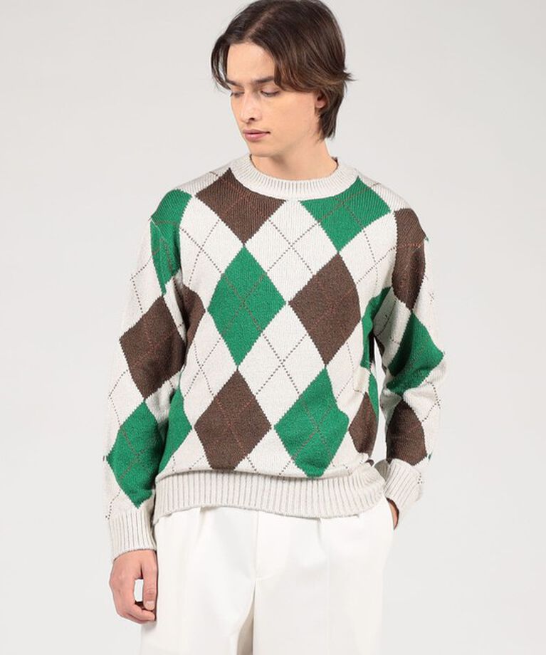 TOMORROWLAND MENS「TOMORROWLAND tricot シルク アーガイル クルーネックニット」|ニット・セーター|