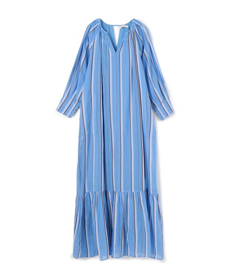 TOMORROWLAND BUYING WEAR「ne Quittez pas STRIPE GATHER ドレス」|ワンピース|64 ブルー系