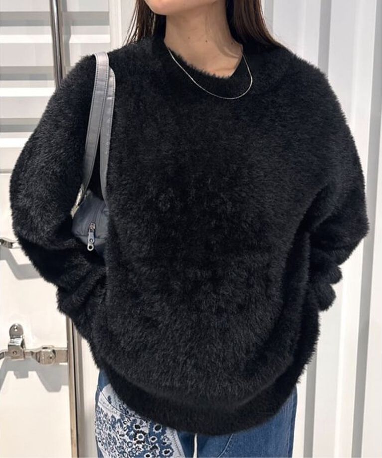JOINT WORKS「NOMANUAL/ノーマニュアル CROPPED HAIRY KNIT」|ニット・セーター|ブラック