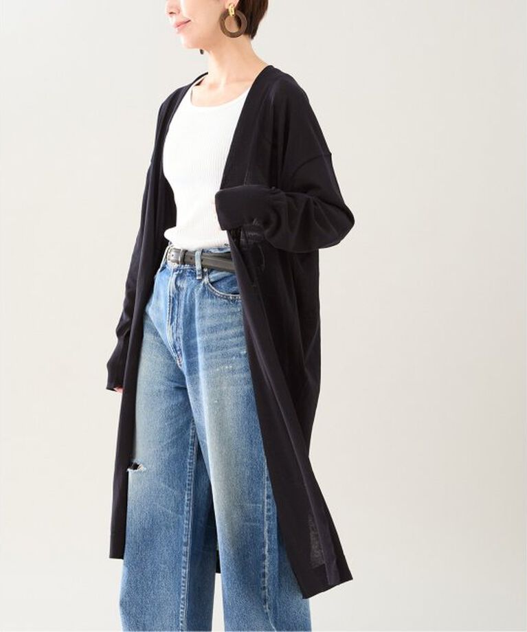 VERMEIL par iena「COTTON SHEER LONG カーディガン」|カーディガン|ブラック