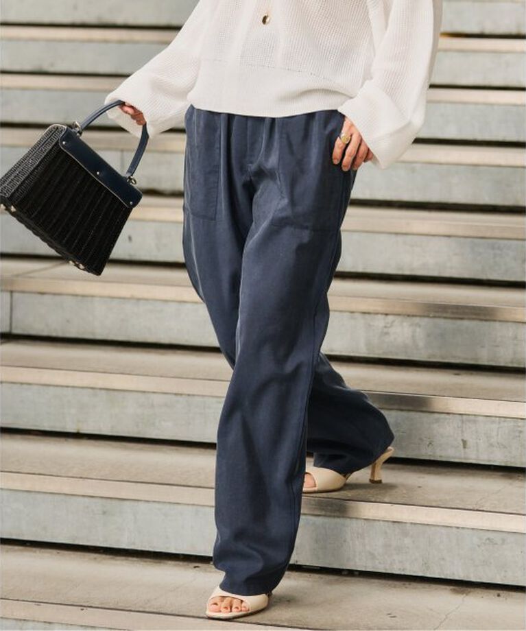 VERMEIL par iena「シルクサンドウォッシュイージーパンツ」|その他|ネイビー