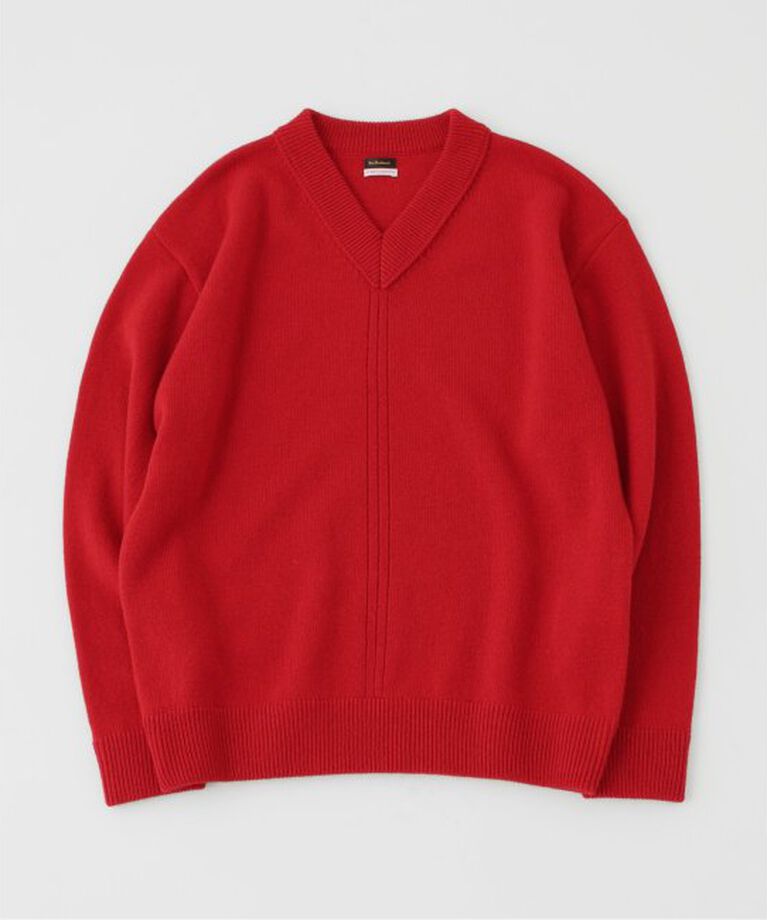 EDIFICE「Letiquette × ETS.MATERIAUX　FRENCH ARMY V-KNIT」|ニット・セーター|レッド